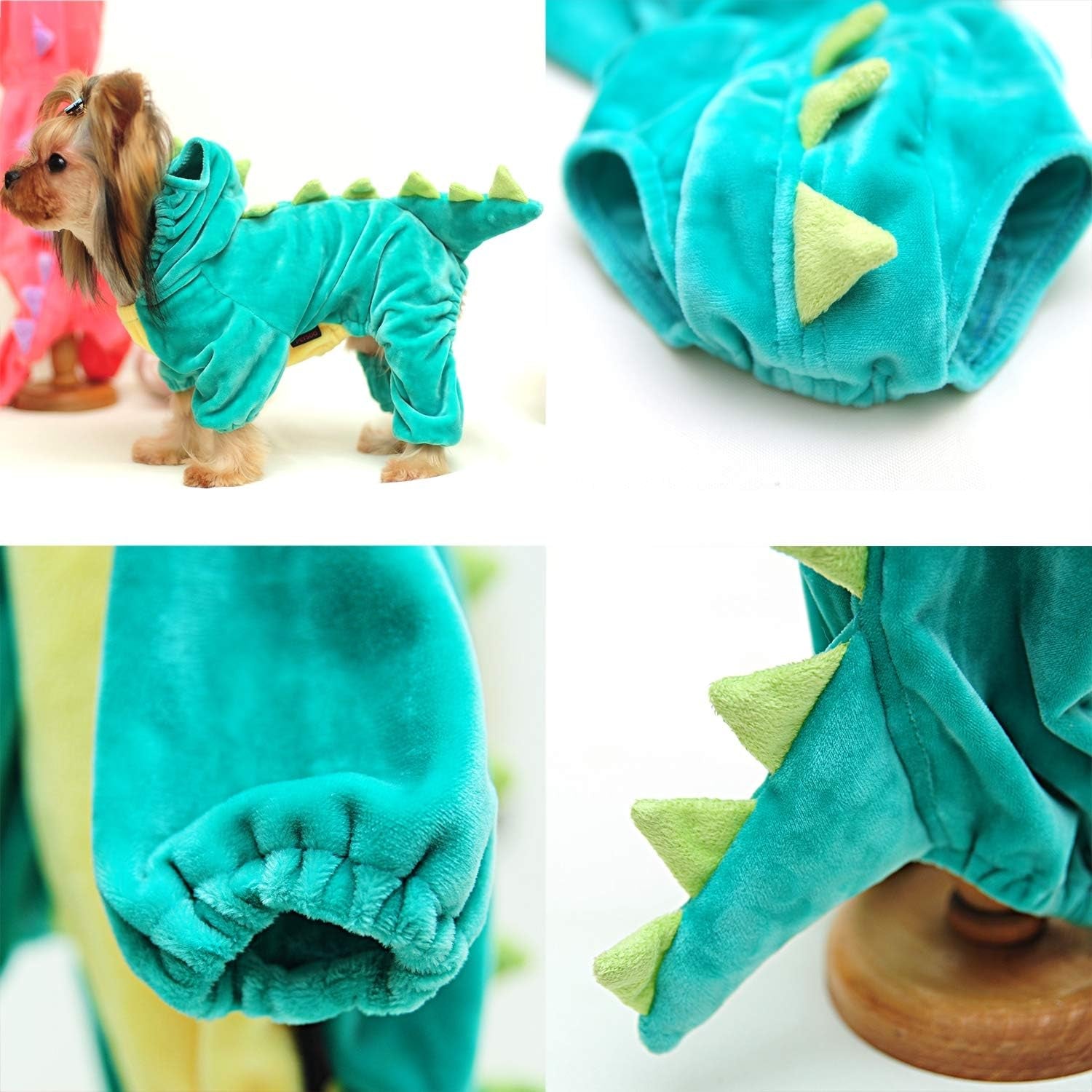 Halloween Costume for Pet Dog Cat Dinosaur Hoodies Animals Fleece Jacket Coat Warm Outfits Clothes for Small Medium Dogs Cats Halloween Cosplay Apparel Accessories