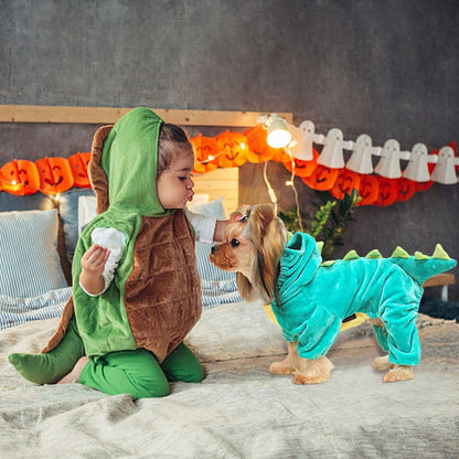 Halloween Costume for Pet Dog Cat Dinosaur Hoodies Animals Fleece Jacket Coat Warm Outfits Clothes for Small Medium Dogs Cats Halloween Cosplay Apparel Accessories