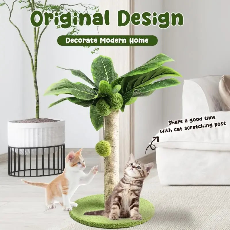 Cat Scratching Post - Cute Green Leaves Cat Scratching Posts 